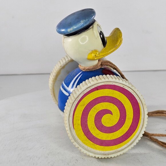 Vintage Donald Duck Pull Toy By Marx Toys With Rolling Wheels - Picture 8 of 11